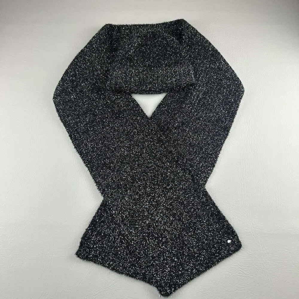 Kate Spade New York Black Metallic Knit Scarf and hat Women’s Soft Winter